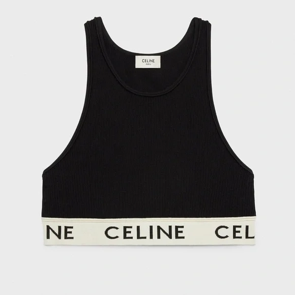 CELINE Striped cropped bra top.